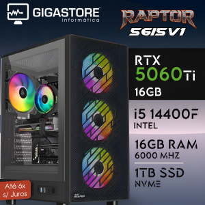 Desktop Gaming RAPTOR-56i5V1 I5 14400F 16GB RTX 5060Ti RAM 1TB SSD W11